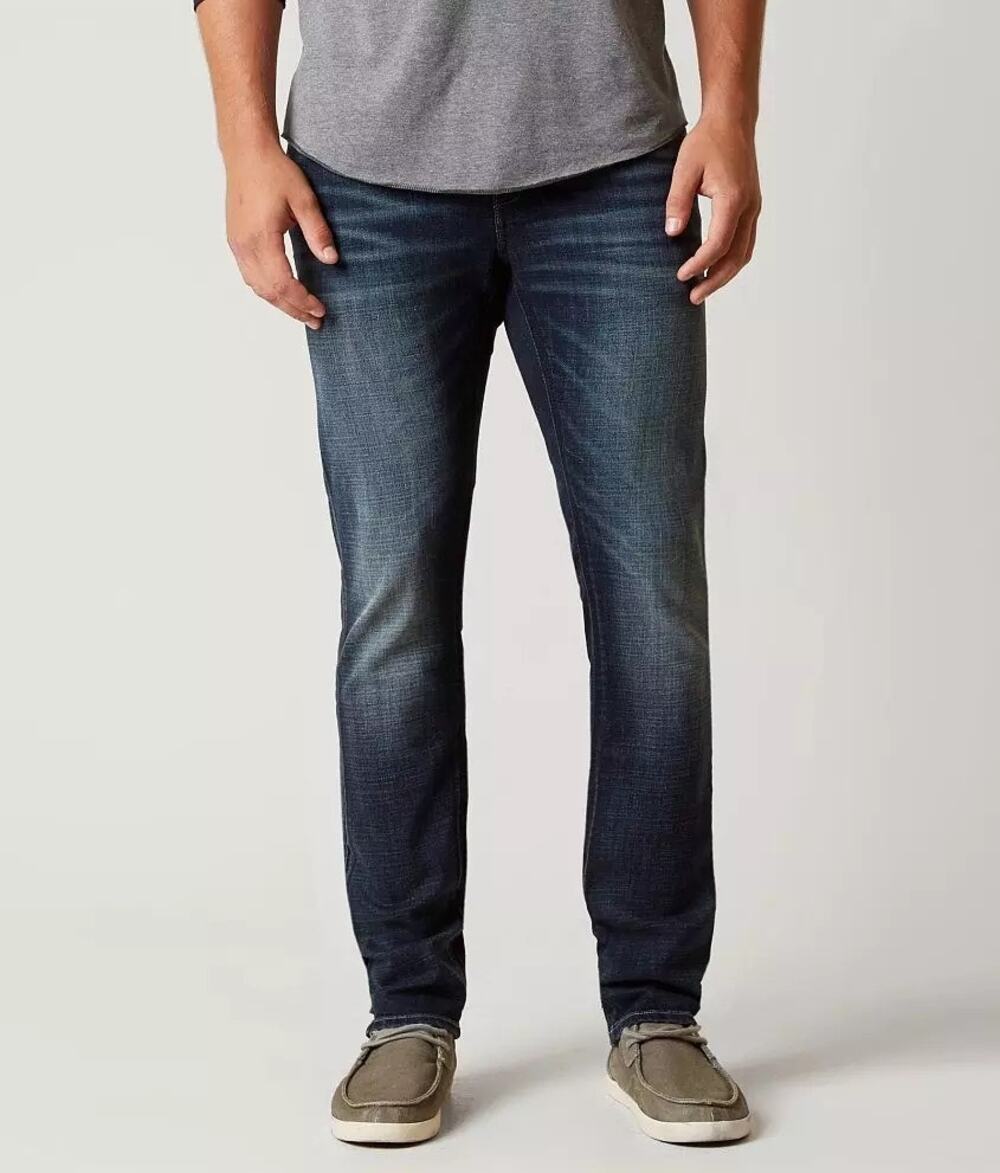 Bke Buckle Alec Skinny Jeans Darker Blue Wash Stretch Mens Denim 33 Long Tall